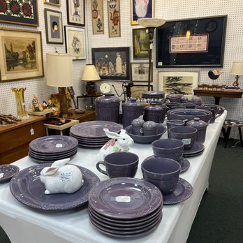 Antique Trove - Purple design plates and mugs - Antiques Near Me - Roseville, California