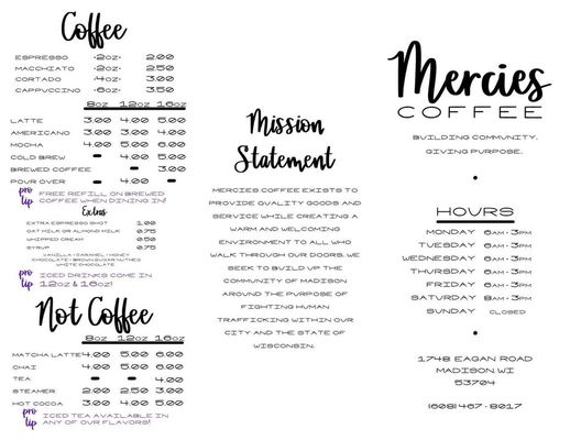 Menu photo 5 Mercies Coffee Madison, WI