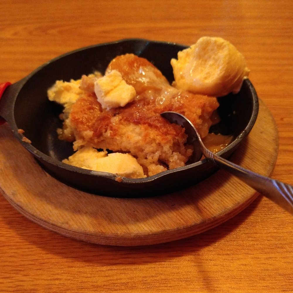 Phat Turtle BBQ - Freshly baked peach cobbler with vanilla ice cream!! Sooooo delicious!!! - Barbeque Near Me - Phoenix, Arizona Phat Turtle BBQ - Freshly baked peach cobbler with vanilla ice cream!! Sooooo delicious!!! - Barbeque Near Me - Phoenix, Arizona