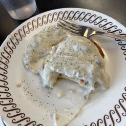 Half a portion of the biscuit and sausage gravy. My friend had the other half (split before it arrived at the table) so thoughtful Half a portion of the biscuit and sausage gravy. My friend had the other half (split before it arrived at the table) so thoughtful