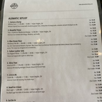 Alematic Artisan Ales - Beers on tap 5.2.21 - Brewpubs Near Me - Dayton, Ohio Alematic Artisan Ales - Beers on tap 5.2.21 - Brewpubs Near Me - Dayton, Ohio