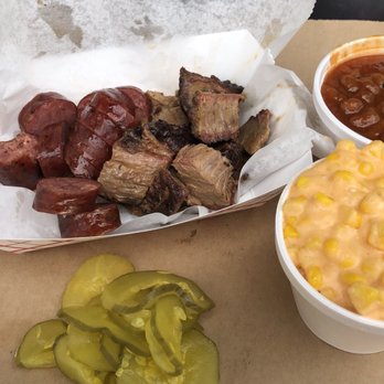 Slap's BBQ - Burnt end combo with polish sausage, bbq beans and cheesy corn - Barbeque Near Me - Kansas City, Kansas Slap's BBQ - Burnt end combo with polish sausage, bbq beans and cheesy corn - Barbeque Near Me - Kansas City, Kansas