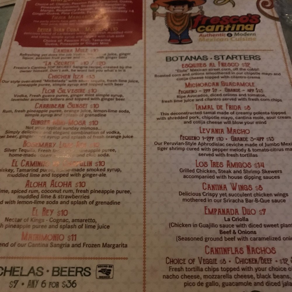 Fresco's Cantina - Menu - Mexican Near Me - Astoria, New York Fresco's Cantina - Menu - Mexican Near Me - Astoria, New York