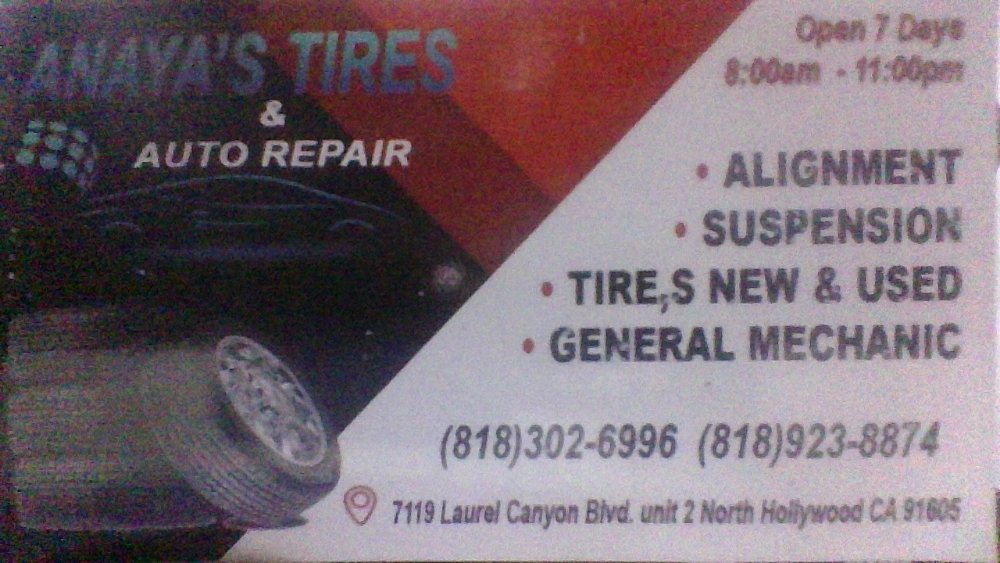 ANAYA’S TIRES & AUTO REPAIR San Fernando Valley, California Tires