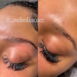 Eyebrow shaping with lamination and tint