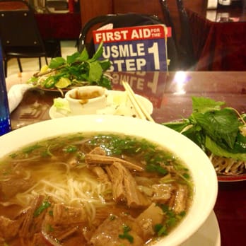 Pho Chau Restaurant - Came here with my bae (step1) #dinner4one. P3 brisket lean tendon large with some demolished pork spring rolls. - Vietnamese Near Me - Dallas, Texas