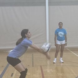 Luna (14) going through drills before game on last class.