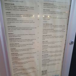The Blue Marble Restaurant & Lounge - Dinner menu
