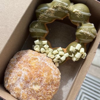 Dot & Dough - Matcha White Chocolate Mochi Donut, Matcha Filled Malasada - Desserts Near Me - Eastvale, California Dot & Dough - Matcha White Chocolate Mochi Donut, Matcha Filled Malasada - Desserts Near Me - Eastvale, California