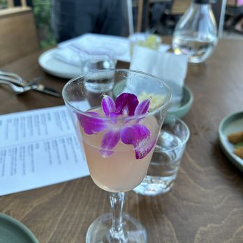 Vulcania - Cosmopolitan cocktail (few sips already taken) - Italian Near Me - Mammoth Lakes, California