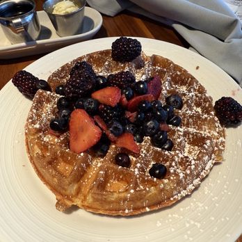 The Prime Rib - Belgian waffle, seasonal berries, powdered sugar. - Steakhouses Near Me - Philadelphia, Pennsylvania The Prime Rib - Belgian waffle, seasonal berries, powdered sugar. - Steakhouses Near Me - Philadelphia, Pennsylvania