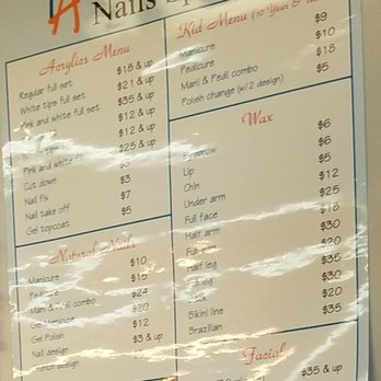 TA Nails & Spa - Current prices posted on wall - Nail Salons Near Me - Norwalk, California