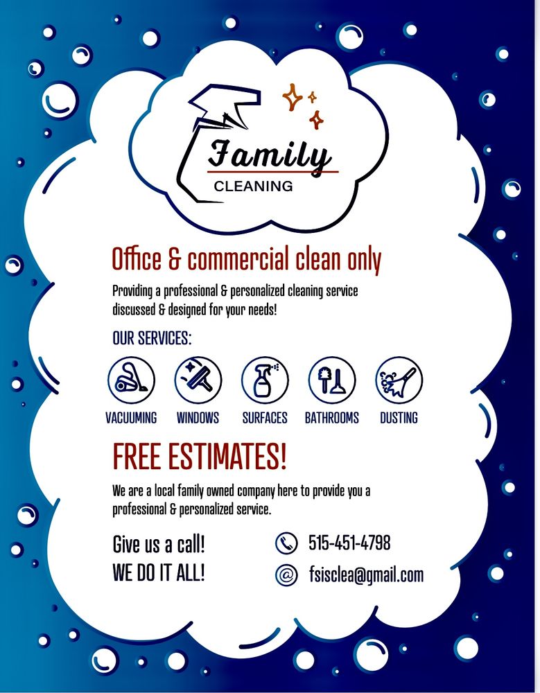 FAMILY CLEANING 511 E 2nd St, Huxley, Iowa Office Cleaning Phone