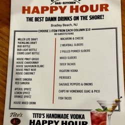 The Elbow Room - Happy Hour menu