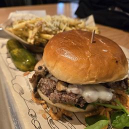Swiss and shroom melt burger