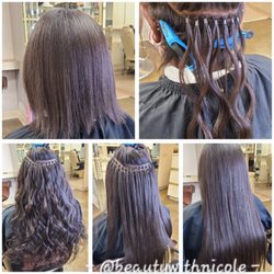N D El's Salon & Spa - This is I-Tip hair extensions, sometimes called microlinks.