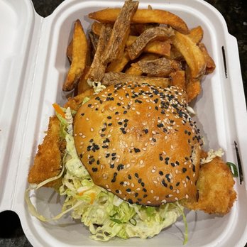 Northern Spy - Fish sandwich. Big portion of perfectly fried fish with coleslaw and tartar sauce. It comes with a side of fries that were awesome. - Burgers Near Me - Canton, Massachusetts