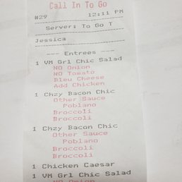 Here is the ticket of our order