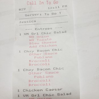 Beef 'O' Brady's - Here is the ticket of our order - American Near Me - Bartow, Florida