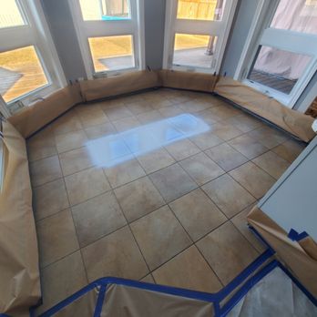 Port Island Painting - Here is a picture of the tile flooring before I was asked to refinishing it in an off white specialty coating. - Painters Near Me - Comox, British Columbia Port Island Painting - Here is a picture of the tile flooring before I was asked to refinishing it in an off white specialty coating. - Painters Near Me - Comox, British Columbia