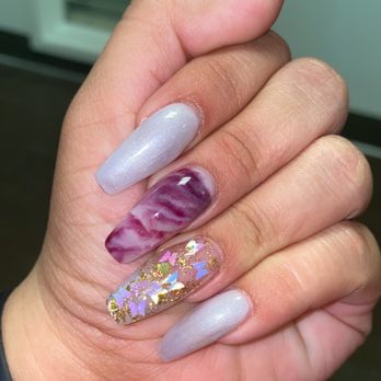 Trendy Nail Spa - Full acrylic set. Gel polish, dip powder marble and foil butterfly with glitter design. - Nail Salons Near Me - Fairfax, California Trendy Nail Spa - Full acrylic set. Gel polish, dip powder marble and foil butterfly with glitter design. - Nail Salons Near Me - Fairfax, California