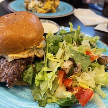 Atticus Cafe - Atticus Burger w/ side salad - Breakfast & Brunch Near Me - Anaheim, California Atticus Cafe - Atticus Burger w/ side salad - Breakfast & Brunch Near Me - Anaheim, California