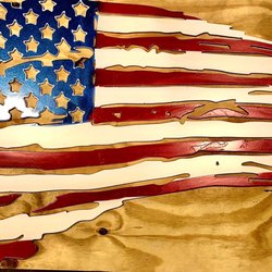 Hess Welding and Powdercoating - American flag cnc cut sprayed to match colors