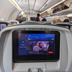 Delta Air Lines - View from Seat 31B on Delta flight DL 1223 Atlanta (ATL) to Houston (IAH). Delta Sync seatback screen.