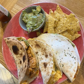 zenith Brunch And Cocktails - Chicken tacos and egg tacos with guacamole. zenith Brunch And Cocktails - Chicken tacos and egg tacos with guacamole.