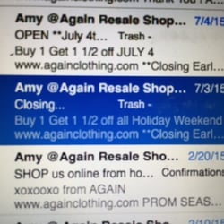 Again Consignment Clothing Boutique - This is an example of one of the emails.