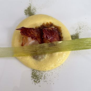 Seta - Roasted blue lobster with loazzolo zabaglione, leek and Matcha tea - Italian Near Me - Milan, Michigan