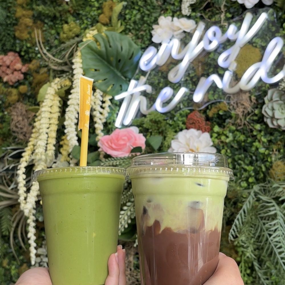 Sunbliss Cafe - Tropical Greens and Dubai Chocolate Cold Brew - Coffee & Tea Near Me - Anaheim, California
