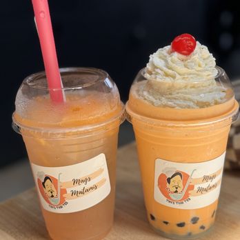 Tim’s Thai Tea - cantaloupe shaved ice & Thai tea milkshake - Desserts Near Me - San Gabriel , California