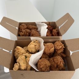 two boxes of fried chicken