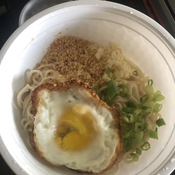 Kaiju Ramen & Curry - Almost inedible bowl of rubbery tasteless instant ramen noodles, minced garlic, fresh garlic, green onions, egg. - Japanese Near Me - Isla Vista, California Kaiju Ramen & Curry - Almost inedible bowl of rubbery tasteless instant ramen noodles, minced garlic, fresh garlic, green onions, egg. - Japanese Near Me - Isla Vista, California