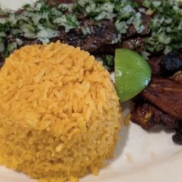 El Siboney Steak, Yellow rice, tostones El Siboney Steak, Yellow rice, tostones