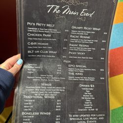 PO's Pub & Grill At Pollards Bowl - Menu back