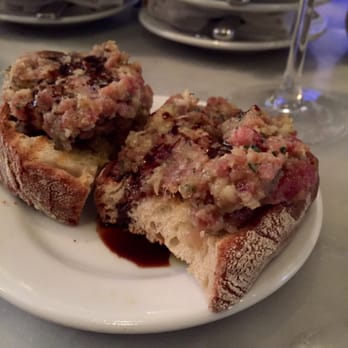 Buvette - Tartinette of Prosciutto, Parmesan & Sage, drizzled with 10yr old Balsamic...so decadent!! - French Near Me - New York, New York