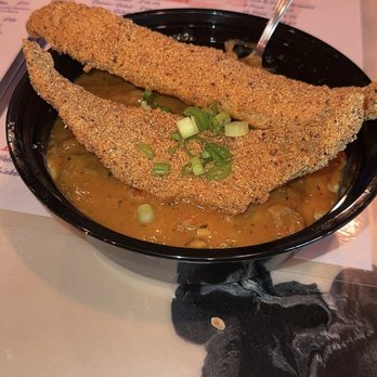 The Velvet Ditch - Catfish & Grits topped with Etoufee. Reallllllly good!!!! - Seafood Near Me - Oxford, Mississippi