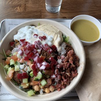 SAJJ Mediterranean - Falafel salad bowl - Mediterranean Near Me - San Mateo, California SAJJ Mediterranean - Falafel salad bowl - Mediterranean Near Me - San Mateo, California