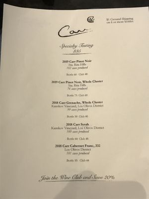Menu photo 2 Carr Winery Santa Barbara, CA