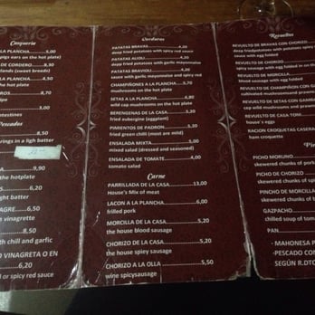 Casa Toni - The menu (be careful The prices are not all updated) - Tapas/Small Plates Near Me - Madrid, M Casa Toni - The menu (be careful The prices are not all updated) - Tapas/Small Plates Near Me - Madrid, M