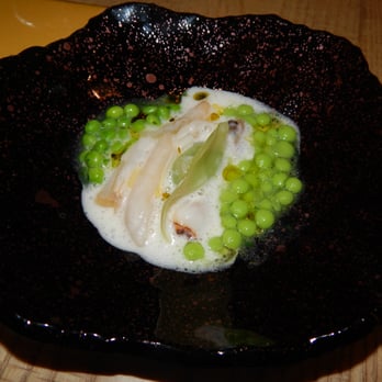 Disfrutar - Razor clams with peas in "salsa verde" - Modern European Near Me - Barcelona, B Disfrutar - Razor clams with peas in "salsa verde" - Modern European Near Me - Barcelona, B