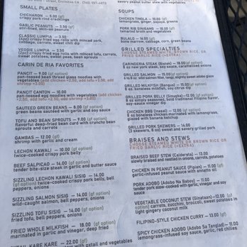 CARiN de RiA - Menu - Filipino Near Me - Encinitas, California