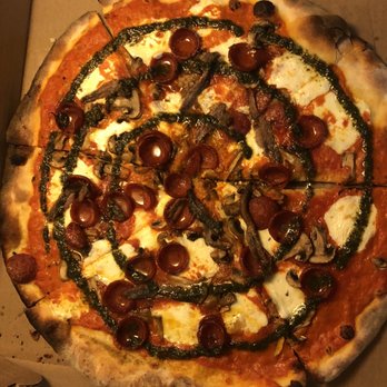 Rubirosa - Tie dyed with anchovies pepperoni and mushrooms. Very good flavor but crust is too much like a cracker for my taste. - Italian Near Me - New York, New York Rubirosa - Tie dyed with anchovies pepperoni and mushrooms. Very good flavor but crust is too much like a cracker for my taste. - Italian Near Me - New York, New York