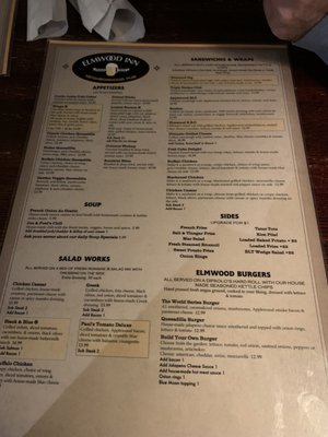 Menu photo 4 Elmwood Inn Rochester, NY