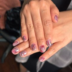 Nails On 6th - Fall inspired marbling nail art.