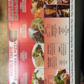 Double taste Shawarma & Pizza - menu - Restaurants Near Me - Kitchener, Ontario Double taste Shawarma & Pizza - menu - Restaurants Near Me - Kitchener, Ontario