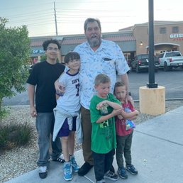 Grandpa and grandsons.