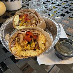 Ollies Deli & Dawgs - The "Bozangelas" vegi burrito with fire-roasted corn and mild poblano pepper.